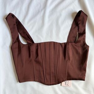 NWT Oh Polly Brown Crop Top